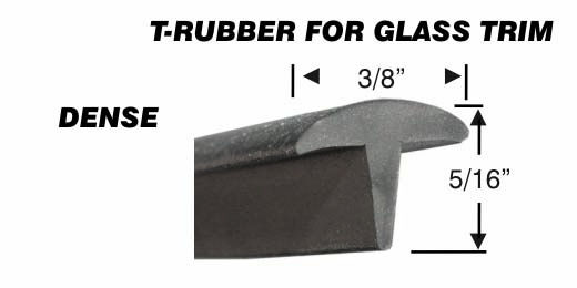 DENSE UNIV T-RUBBER FOR GLASS TRIM - 20FT Photo Main