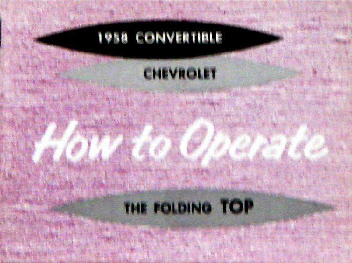1958 CONVT. TOP OPERATION MANUAL Photo Main