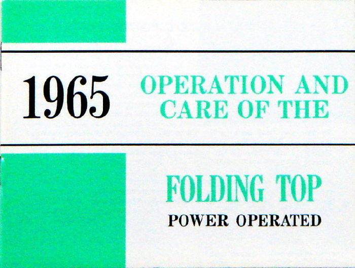 1965 CONVT. TOP OPERATION MANUAL Photo Main