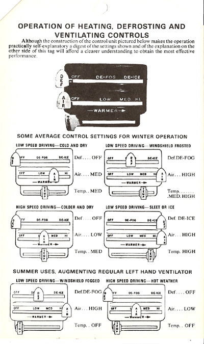 1949-50 PASS HEATER INSTRUCTION TAG Photo Main
