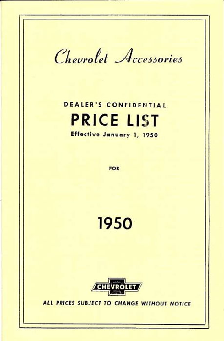 1950 CHEVROLET RETAIL ACCY PRICE BOOKLET Photo Main