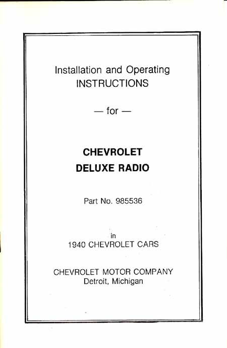 1940 PASS RADIO OWNERS MANUAL Photo Main
