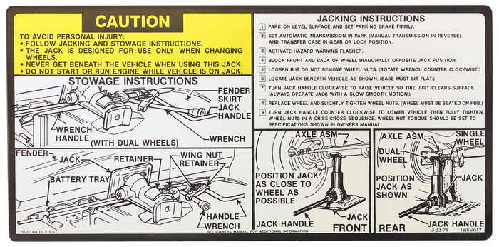 1978-79 TRUCK JACK INSTRUCTIONS Photo Main