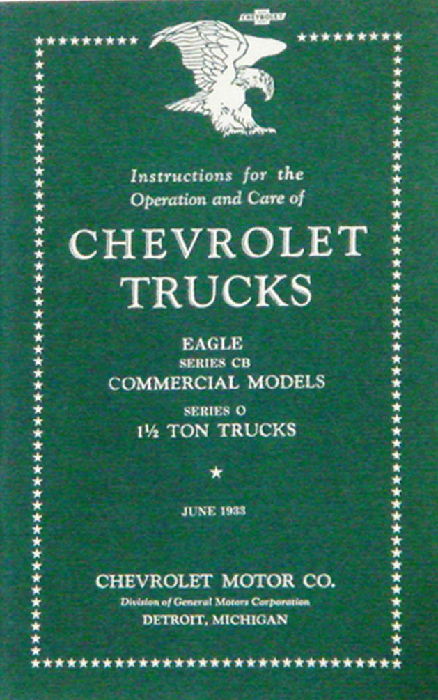 1933 CHEVROLET TRUCK OWNERS MANUAL Photo Main