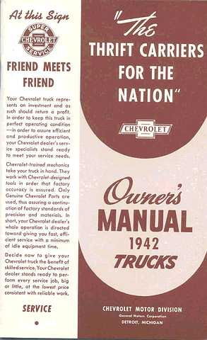 1942 CHEVROLET TRUCK OWNERS MANUAL Photo Main