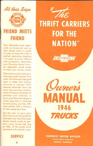 1946 CHEVROLET TRUCK OWNERS MANUAL Photo Main
