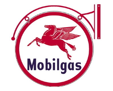 "MOBILGAS" ROUND DOUBLE-SIDED SIGN-W/HANGER Photo Main