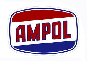 "AMPOL" GASOLINE OVAL SIGN -22-1/2" x 32-1/2" Photo Main