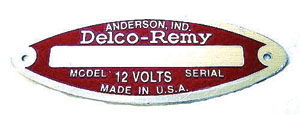 1955-62 "DELCO-REMY" STARTER/GEN TAG-12V Photo Main