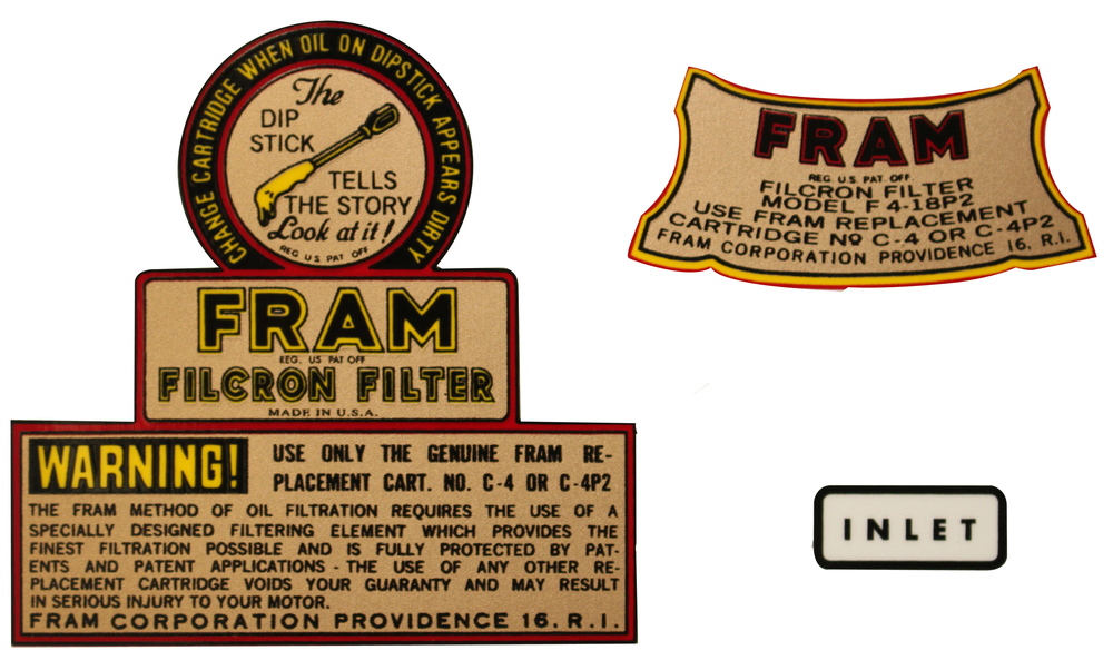 1930'S-1950'S FRAM OIL FILTER DECAL SET-3 PCS Photo Main