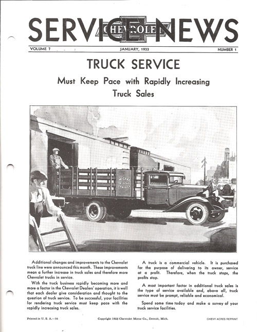 1933 CHEVROLET FACTORY SERVICE NEWS Photo Main