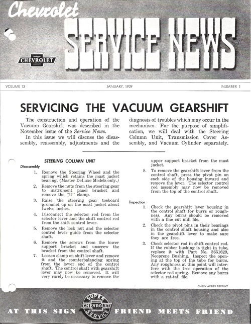 1939 CHEVROLET FACTORY SERVICE NEWS Photo Main