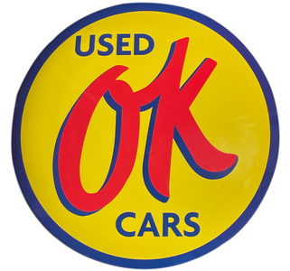 15" DOMED METAL SIGN - OK USED CARS Photo Main