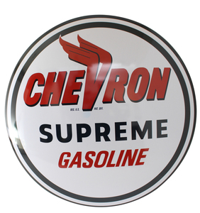 15" DOMED METAL SIGN - CHEVRON SUPREME GAS Photo Main