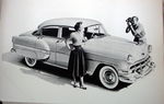 Chevrolet Parts -  1954 4-DR SEDAN W/PEOPLE  B&W PHOTO