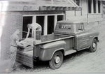1955 CHEV 2ND SER. LONG BED PICKUP B&W PHOTO