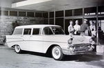 Chevrolet Parts -  1957 210 4DR WAGON 3/4 SIDE VIEW B&W PHOTO