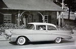 Chevrolet Parts -  1957 BEL AIR 2 DR POST 3/4 FRONT VIEW B&W PHOTO