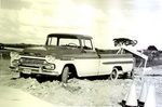 Chevrolet Parts -  '59 CHEV 1/2T FLEETSIDE 3/4 SIDE VIEW B&W PHOTO