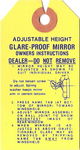 Chevrolet Parts -  1962 PASS DAY/NIGHT MIRROR INSTRUCTION TAG