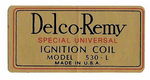 Chevrolet Parts -  1915-33 PASS DELCO-REMY COIL DECAL 530-L