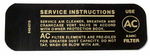 Chevrolet Parts -  1968 TRUCK 307 AIR CLNR SERVICE INST DECAL