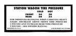 Chevrolet Parts -  1950-65 STATION WAGON TIRE PRESSURE DECAL