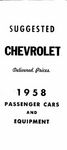 Chevrolet Parts -  1958 PASS DELIVERED RETAIL PRICE LIST