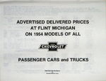 Chevrolet Parts -  1954 PASS/TRK DELIVERED RETAIL PRICE LIST