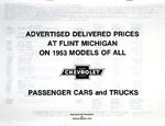 Chevrolet Parts -  1953 PASS/TRK DELIVERED RETAIL PRICE LIST