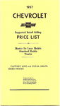 Chevrolet Parts -  1937 PASS/TRK DELIVERED RETAIL PRICE LIST
