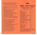 Chevrolet Parts -  1932 PASS/TRK DELIVERED RETAIL PRICE LIST