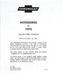 Chevrolet Parts -  1972 CHEVROLET RETAIL ACCY PRICE BOOKLET