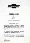 Chevrolet Parts -  1971 CHEVROLET RETAIL ACCY PRICE BOOKLET