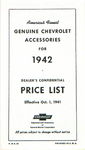 Chevrolet Parts -  1942 CHEVROLET RETAIL ACCY PRICE BOOKLET