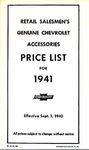 1941 CHEVROLET RETAIL ACCY PRICE BOOKLET