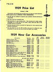 1939 CHEVROLET RETAIL ACCY PRICE BOOKLET