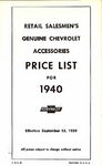 Chevrolet Parts -  1940 CHEVROLET RETAIL ACCY PRICE BOOKLET