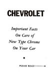 Chevrolet Parts -  1953-59 PASS CHROME CARE INSTRUCTION FOLDER