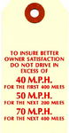 Chevrolet Parts -  1937-54 PASS/TRK BREAK-IN MPH INSTRUCTION TAG