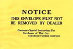 Chevrolet Parts -  1928-52 PASS/TRK OWNERS MANUAL ENVELOPE