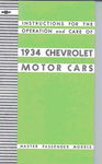 Chevrolet Parts -  1934 CHEVROLET MASTER OWNERS MANUAL