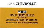 Chevrolet Parts -  1974 CHEVROLET TRUCK OWNERS MANUAL