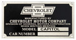 Chevrolet Parts -  1927 CAPITOL CAR & TRUCK ID PLATE