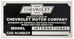Chevrolet Parts -  1929 INTERNATIONAL CAR & TRUCK ID PLATE