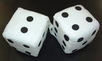 Chevrolet Parts -  FUZZY DICE--WHITE WITH BLACK DOTS