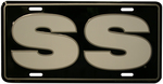SS ON BLACK BACKGROUND LICENSE PLATE