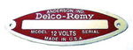 1955-62 "DELCO-REMY" STARTER/GEN TAG-12V