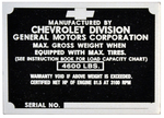 Chevrolet Parts -  1947-1949 1/2 TON PICKUP ID PLATE