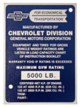 Chevrolet Parts -  1956-57 PICKUP IDENTIFICATION PLATE